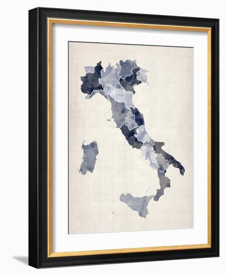 Watercolor Map of Italy-Michael Tompsett-Framed Art Print