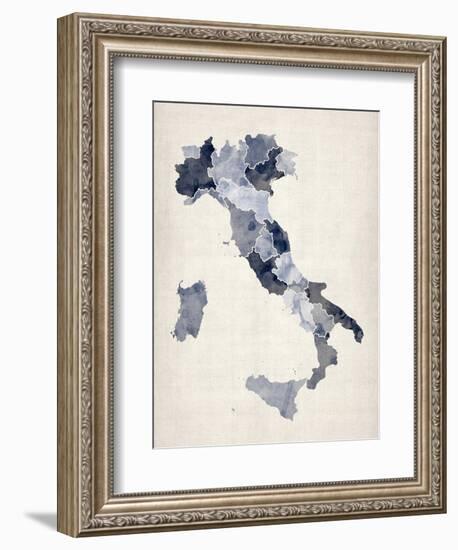 Watercolor Map of Italy-Michael Tompsett-Framed Premium Giclee Print