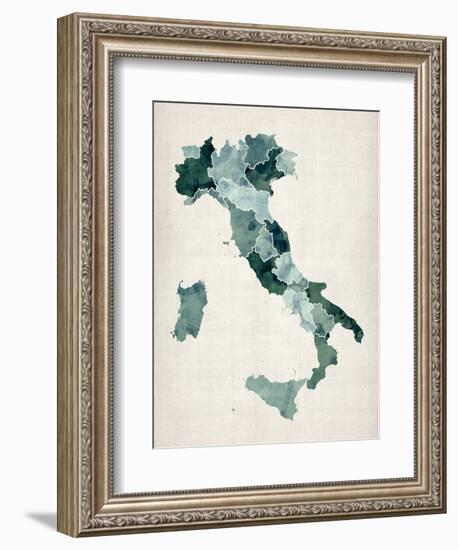 Watercolor Map of Italy-Michael Tompsett-Framed Art Print