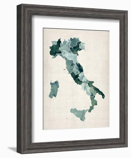 Watercolor Map of Italy-Michael Tompsett-Framed Art Print