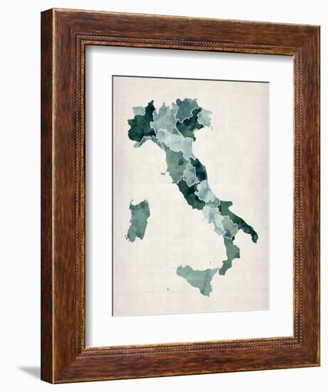 Watercolor Map of Italy-Michael Tompsett-Framed Art Print