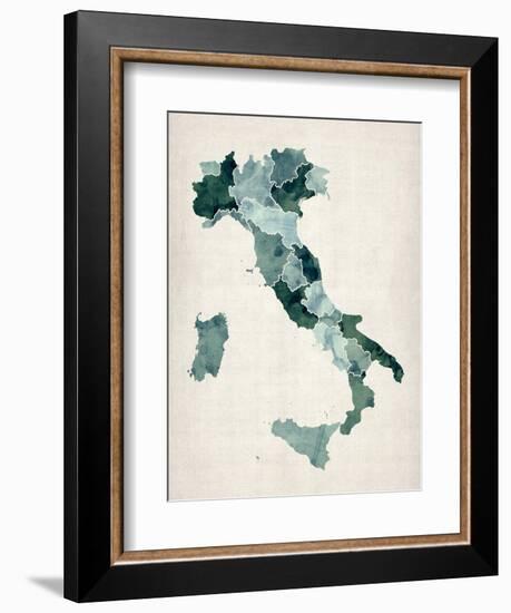 Watercolor Map of Italy-Michael Tompsett-Framed Art Print