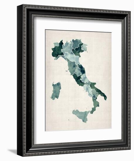 Watercolor Map of Italy-Michael Tompsett-Framed Art Print