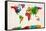 Watercolor Map of the World Map-Michael Tompsett-Framed Stretched Canvas