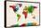 Watercolor Map of the World Map-Michael Tompsett-Framed Stretched Canvas