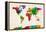 Watercolor Map of the World Map-Michael Tompsett-Framed Stretched Canvas