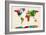 Watercolor Map of the World Map-Michael Tompsett-Framed Art Print