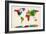 Watercolor Map of the World Map-Michael Tompsett-Framed Art Print