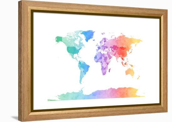 Watercolor Map of the World Map-Michael Tompsett-Framed Stretched Canvas