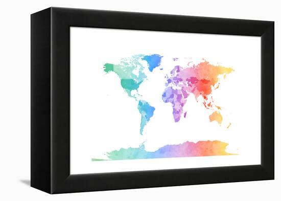 Watercolor Map of the World Map-Michael Tompsett-Framed Stretched Canvas