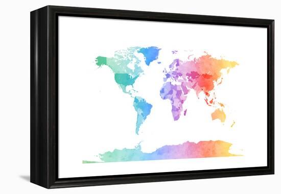 Watercolor Map of the World Map-Michael Tompsett-Framed Stretched Canvas