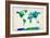 Watercolor Map of the World Map-Michael Tompsett-Framed Art Print