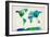 Watercolor Map of the World Map-Michael Tompsett-Framed Art Print