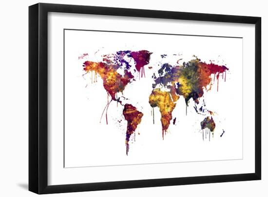 Watercolor Map of the World Map-Michael Tompsett-Framed Art Print