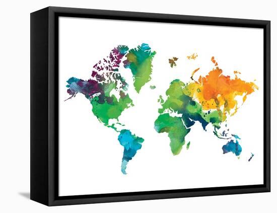 Watercolor Map-Victoria Brown-Framed Stretched Canvas