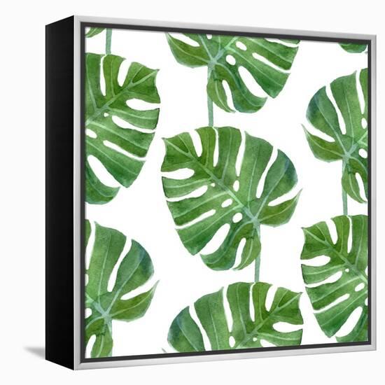 Watercolor Monstera Leaf Pattern-mart_m-Framed Stretched Canvas