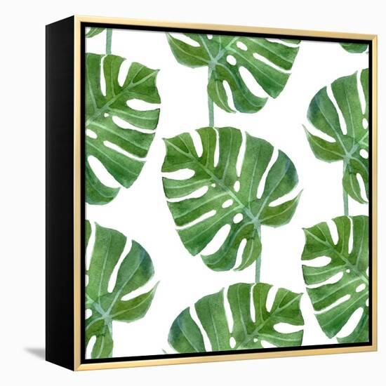 Watercolor Monstera Leaf Pattern-mart_m-Framed Stretched Canvas