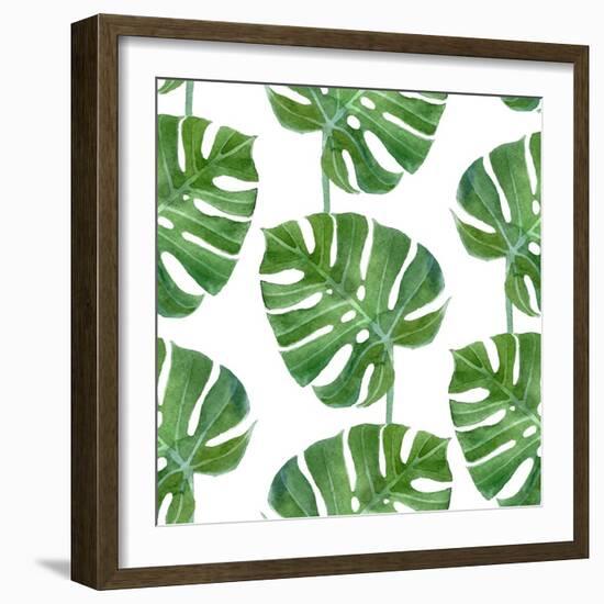 Watercolor Monstera Leaf Pattern-mart_m-Framed Premium Giclee Print