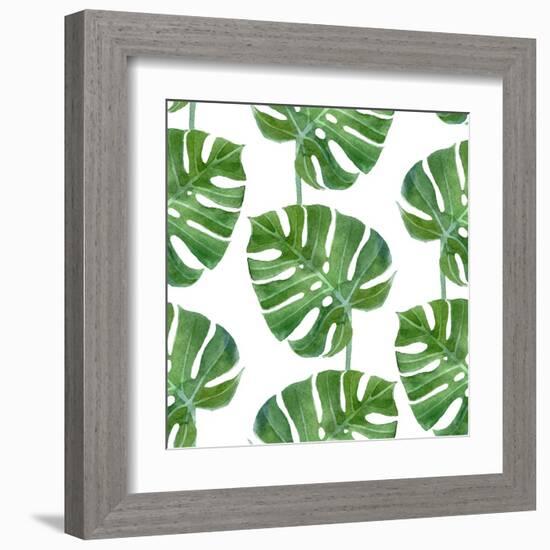 Watercolor Monstera Leaf Pattern-mart_m-Framed Art Print