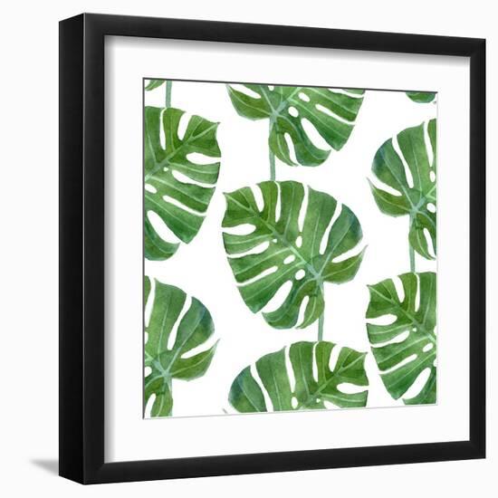 Watercolor Monstera Leaf Pattern-mart_m-Framed Art Print