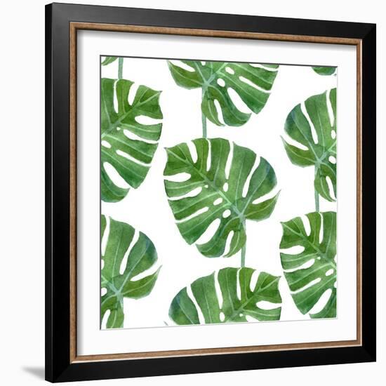 Watercolor Monstera Leaf Pattern-mart_m-Framed Art Print