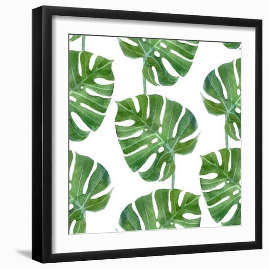 Watercolor Monstera Leaf Pattern-mart_m-Framed Art Print