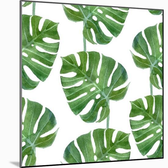 Watercolor Monstera Leaf Pattern-mart_m-Mounted Art Print