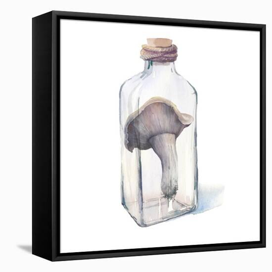 Watercolor Mushroom in Glass Bottle-Eisfrei-Framed Stretched Canvas