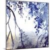 Watercolor Navy Blue Foliage Abstract Texture Background-Silmairel-Mounted Art Print