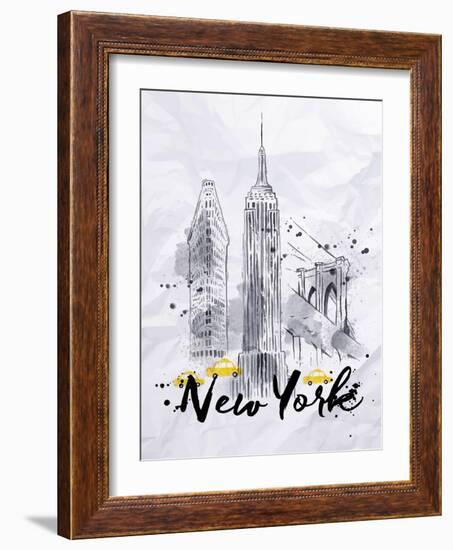 Watercolor New York Buildings-anna42f-Framed Art Print