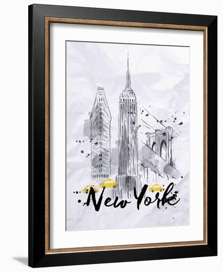 Watercolor New York Buildings-anna42f-Framed Art Print