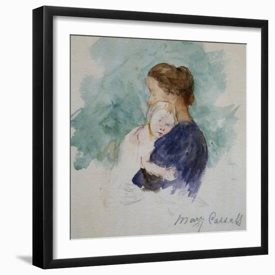 Watercolor of Mother and Child by Mary Cassatt-Geoffrey Clements-Framed Premium Giclee Print
