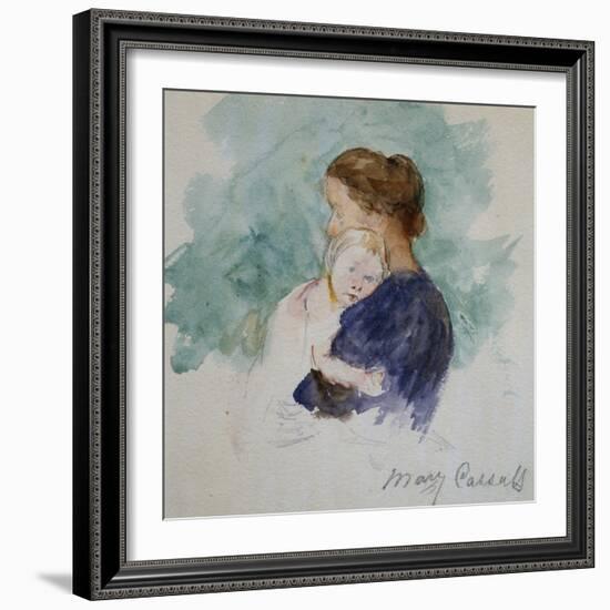 Watercolor of Mother and Child by Mary Cassatt-Geoffrey Clements-Framed Premium Giclee Print