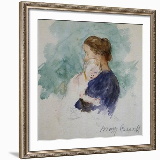 Watercolor of Mother and Child by Mary Cassatt-Geoffrey Clements-Framed Giclee Print