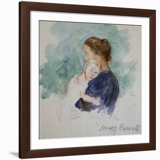 Watercolor of Mother and Child by Mary Cassatt-Geoffrey Clements-Framed Giclee Print