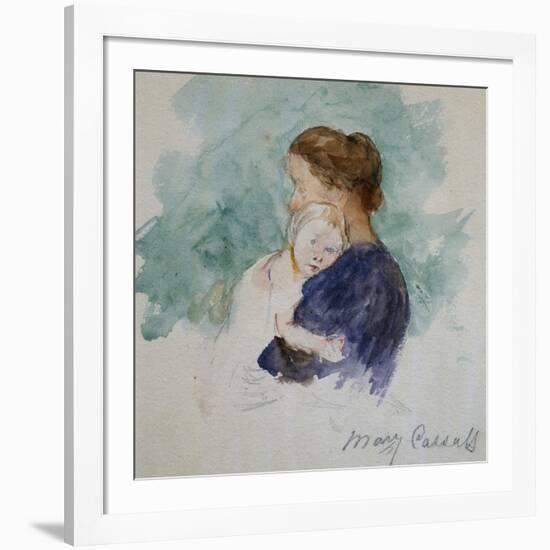 Watercolor of Mother and Child by Mary Cassatt-Geoffrey Clements-Framed Giclee Print