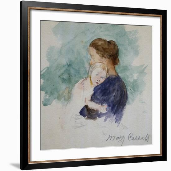 Watercolor of Mother and Child by Mary Cassatt-Geoffrey Clements-Framed Giclee Print