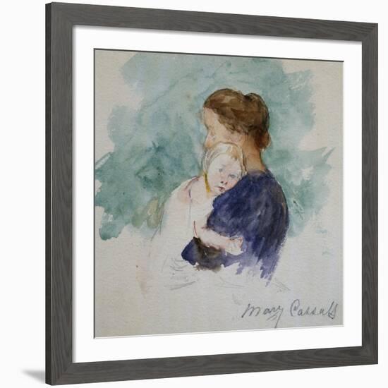 Watercolor of Mother and Child by Mary Cassatt-Geoffrey Clements-Framed Giclee Print