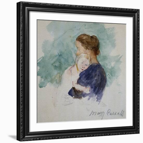 Watercolor of Mother and Child by Mary Cassatt-Geoffrey Clements-Framed Giclee Print