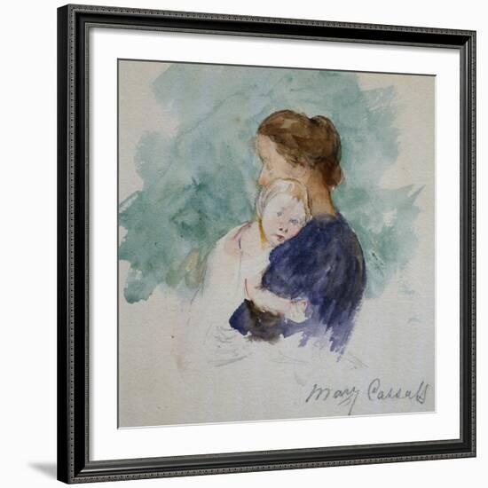 Watercolor of Mother and Child by Mary Cassatt-Geoffrey Clements-Framed Giclee Print