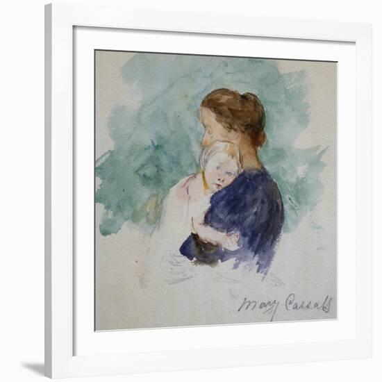 Watercolor of Mother and Child by Mary Cassatt-Geoffrey Clements-Framed Giclee Print