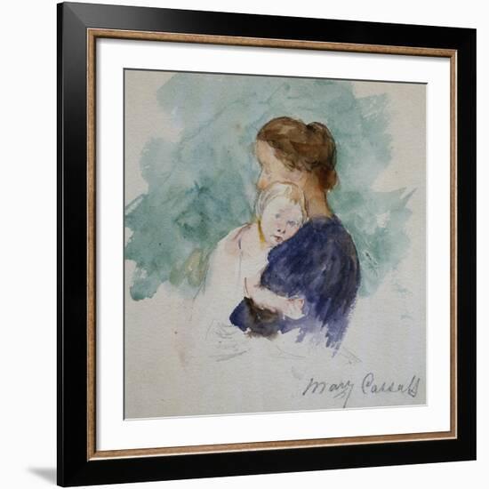 Watercolor of Mother and Child by Mary Cassatt-Geoffrey Clements-Framed Giclee Print