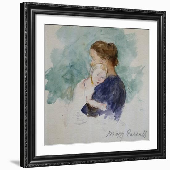 Watercolor of Mother and Child by Mary Cassatt-Geoffrey Clements-Framed Giclee Print