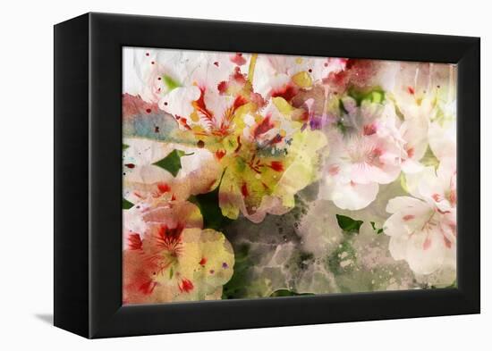 Watercolor Painting Mixed with Flowers on Textured Paper-run4it-Framed Stretched Canvas