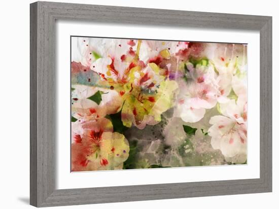 Watercolor Painting Mixed with Flowers on Textured Paper-run4it-Framed Art Print