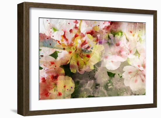 Watercolor Painting Mixed with Flowers on Textured Paper-run4it-Framed Art Print