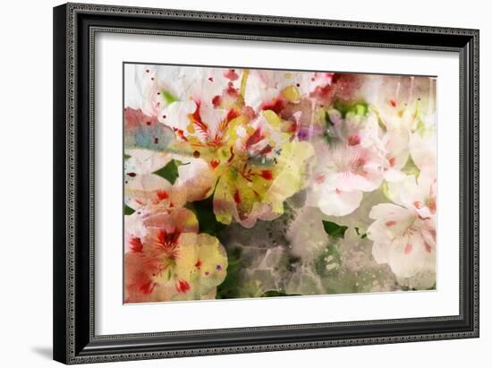 Watercolor Painting Mixed with Flowers on Textured Paper-run4it-Framed Art Print