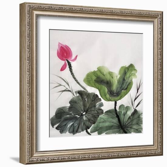 Watercolor Painting Of Lotus Flower-Surovtseva-Framed Art Print