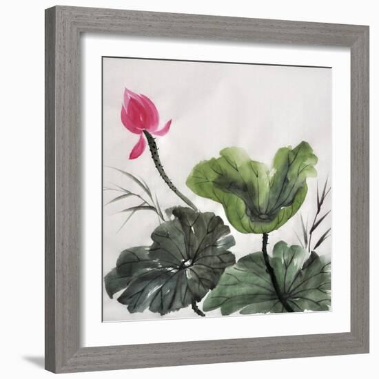 Watercolor Painting Of Lotus Flower-Surovtseva-Framed Art Print