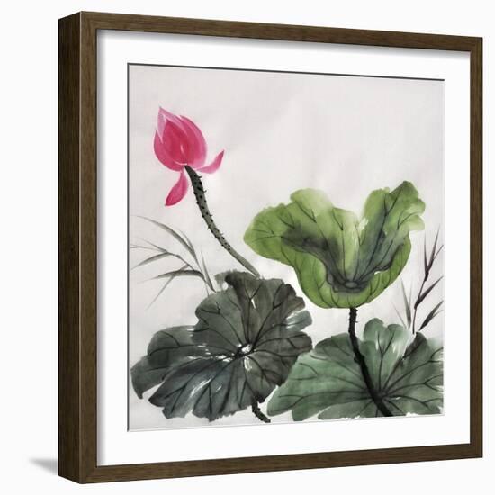 Watercolor Painting Of Lotus Flower-Surovtseva-Framed Art Print